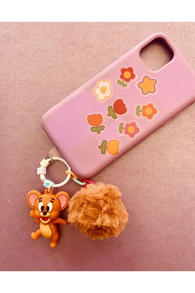 synshop Tom Jerry Cute Mouse Anime Galben Pompon Husă pentru telefon Ornament Carm Breloc Geanta Ornament Cadou