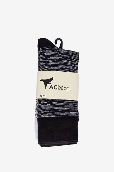 AC&Co / Altınyıldız Classics Schwarz-weiß gemusterte Socket-Socken für Herren im 3er-Pack