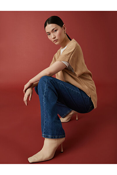 Koton Oversize Süveter V Yaka Kısa Kollu