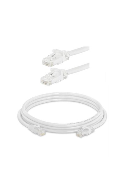 Koodmax - 3 Metre Cat6 Kablo Ethernet Lan Network Patch Kablosu - Fabrikasyon Presli - Beyaz - 3mt