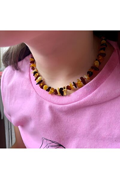 Elifsu Jewelry Kehribar Taşı Kırıktaş Çocuk Kolye