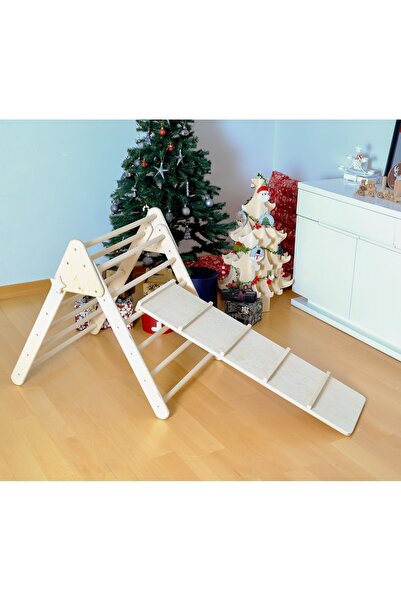 KIDOPPO Montessori Tırmanma Üçgeni | Pikler Ahşap Tırmanma Merdiveni | Orta Boy Tırmanma ve Denge Oyuncağı