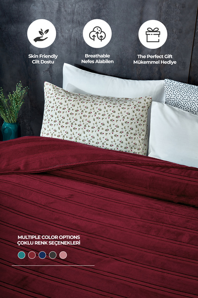 Evlen Home Collection Mayer Supersoft Soft Double Blanket Bedspread Burgundy