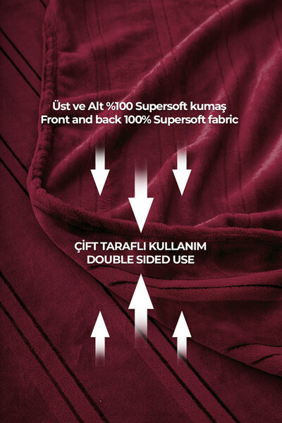 Evlen Home Collection Mayer Supersoft Soft Double Blanket Bedspread Burgundy