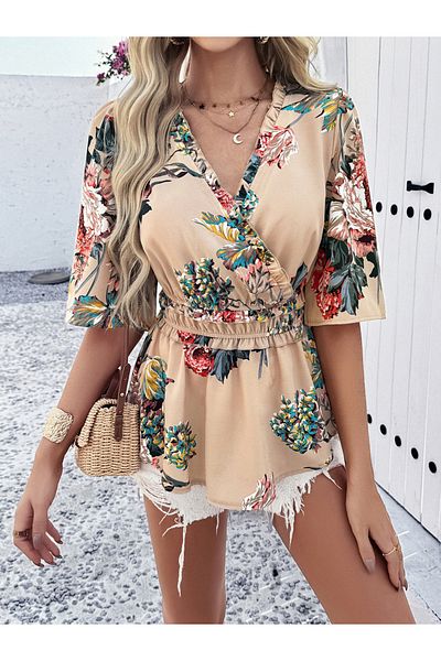 DY By Styli Floral Print Peplum Blouse