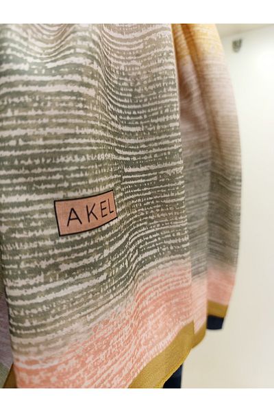 Akel Βαμβακερό σάλι με παστέλ μοτίβο - Μέγεθος 75x185