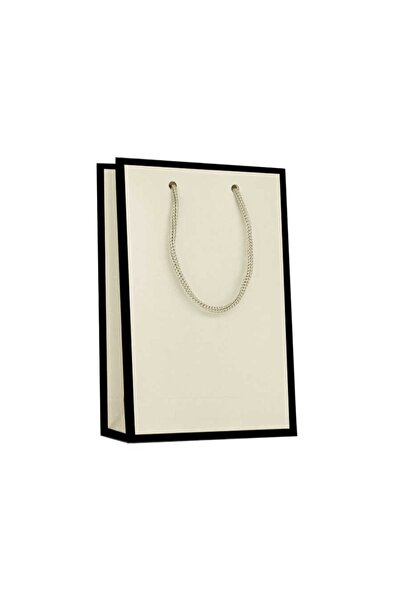 Muka Krem Karton Çanta Lüks 26x40x8 cm Pakette 10 Ad.