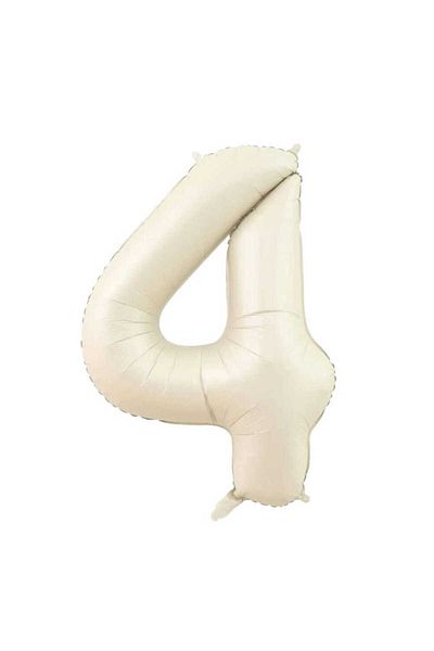 PARTİSERÜVENİ Cream Colored Number Foil Balloon - 34 Inch 76 Cm