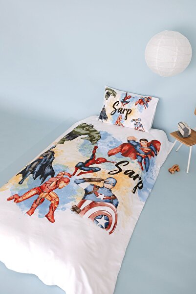 Lilabio İsme Özel Tek Kişilik Çocuk Nevresim Takımı Super Kahramanlar