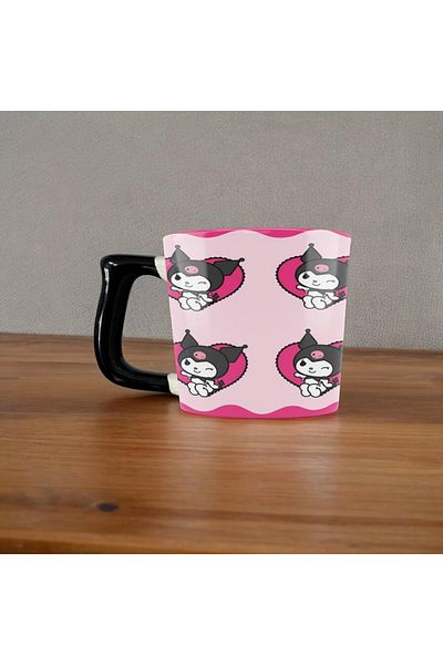 Touz Moda كوب بمقبض أسود أبيض بتفاصيل كورومي