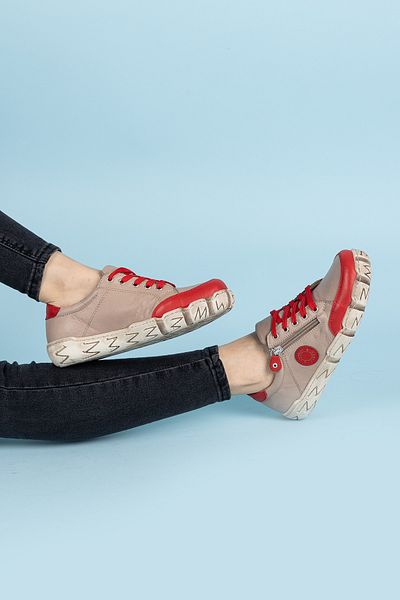 Getcho Serpa Red Genuine Leather Women's Casual Shoes