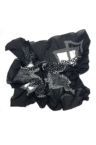nazipek Mio Jazz Pattern - Eșarfă alb-negru din bumbac de înaltă calitate 100x100cm Cazz