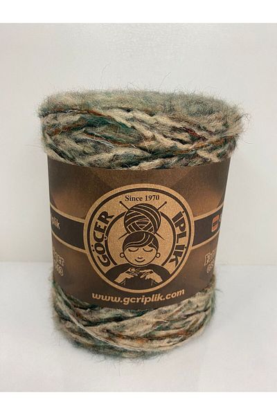 göçer 300gr Μαλλί Ακρυλικό Moher - Καφέ, Βιζόν, Πράσινο Οπτικό Δίχτυ