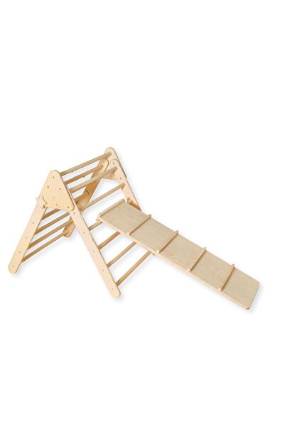 KIDOPPO Montessori Tırmanma Üçgeni | Pikler Ahşap Tırmanma Merdiveni | Orta Boy Tırmanma ve Denge Oyuncağı