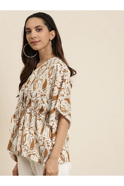 Sassafras By Styli Paisley Print Short Kaftan Top