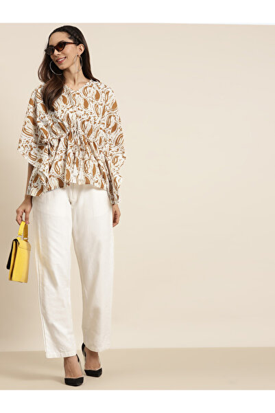 Sassafras By Styli Paisley Print Short Kaftan Top