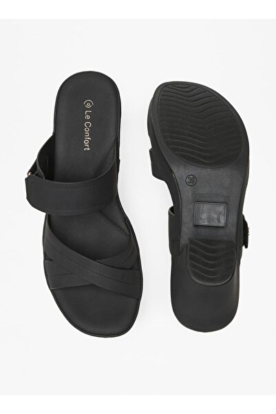Le Confort Solid Slip-On Cross Strap Sandals