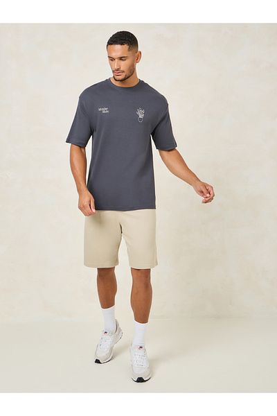 Styli Front & Back Graphic Print Interlock Oversized T-Shirt
