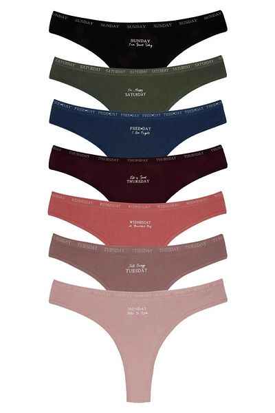 Dominant 7 Pack Brazilian Thong Cotton Women's Panties