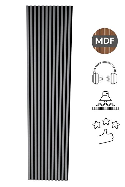 Enda Home Akustik Duvar Paneli MDF Duvar Paneli 61x278 cm Akupanel Dekoratif Duvar Profili Milenyum Gri