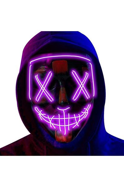 TEKNOLOJİ WORLD 3 Modes Halloween Party Leisure Mask with Purple Neon Led Light