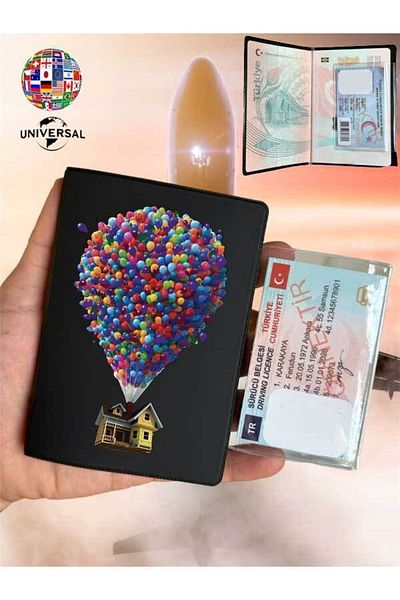 Cekuonline Smooth Surface Leather Passport Cover Case with Balloon House Pattern Suitable for All Country Passports