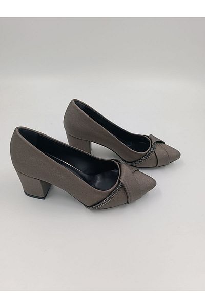 SOLMAZ JANA PLATINUM SATIN STONE HEEL SHOES