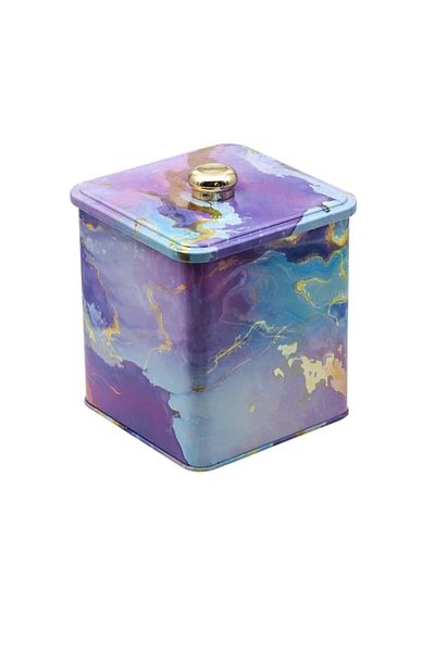 EVLE Ef023-f0 Liquid Purple Patterned Square Metal Storage Container 12x12 Cm