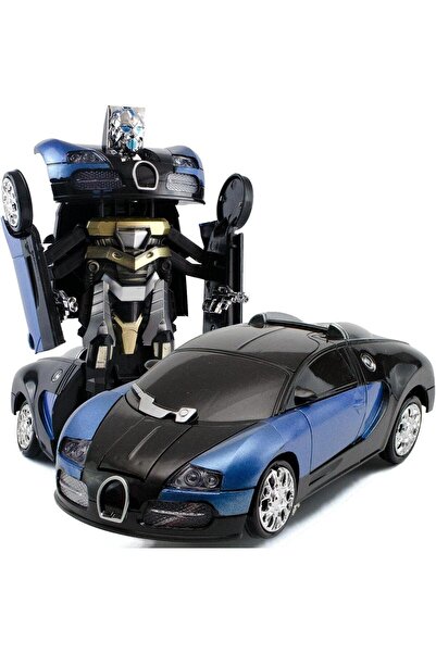 Shem Transformers Mavi Robota Dönüşebilen Bugatti Araba Işıklı Sesli Müzikli Kendi Kendine Gezen 20 Cm