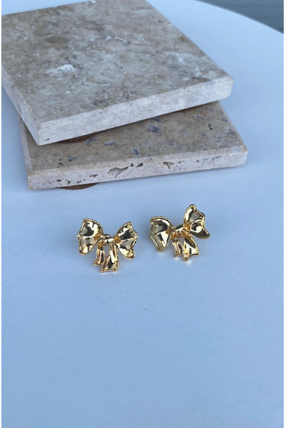 Jaida Moda Gold Bow Model Women's Stud Earrings