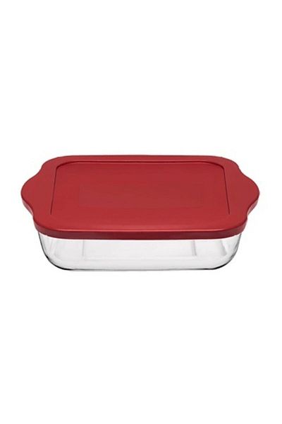 Paşabahçe Paşabahce Borcam Double Tray Set Square with Plastic Cover