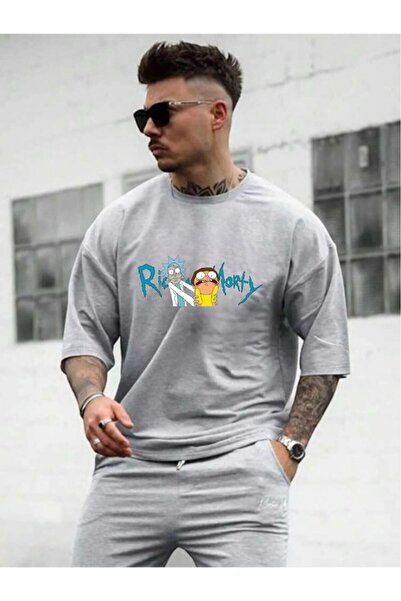 oneagılyazı تي شيرت كبير الحجم مطبوع للجنسين من ريكي ومورتي