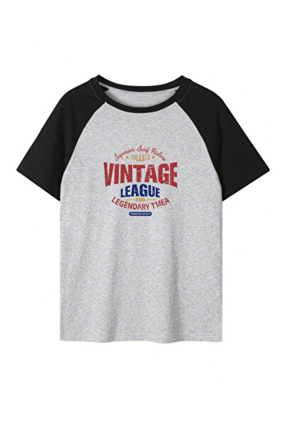 MOONBULL Μπλουζάκι με στάμπα Vintage League Unisex Oversize Raglan μανίκι