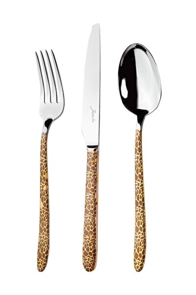 Jumbo 9400 Safari Black Gold 12 Kişilik 84 Parça Çatal Kaşık Bıçak Takımı