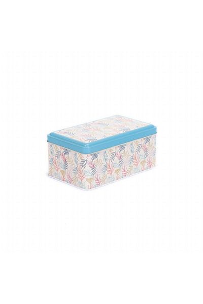 EVLE Ef055-43 Leaf 2 Patterned Rectangular Metal Storage Container 12x19 Cm
