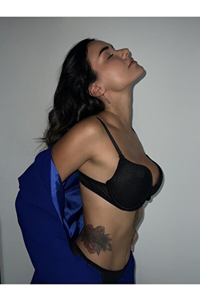 Cansoy Черен сутиен с детайли от камък (640T)