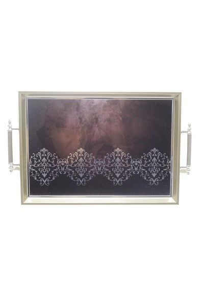 T.Concept Rectangular Glass Surface Abstract Series Engagement Presentation Tea Tray - Dmt586