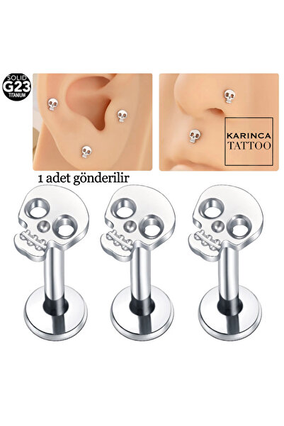 Karınca Piercing Kurukafa Titanyum Piercing Luxury High Quality Tragus Helix Flat Conch Dudak Burun Daith Küpe