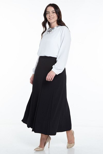 SORALLİNE Plus Size Pleated Skirt 776 Black