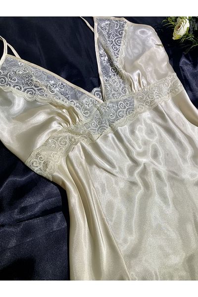 Le Tonnerre Women's Plus Size Ivory Short Satin Nightgown