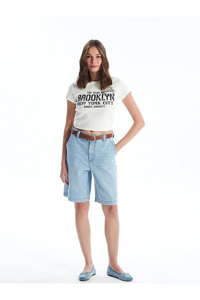 LC Waikiki Pantaloni scurți de damă din Jean - cu centură în talie