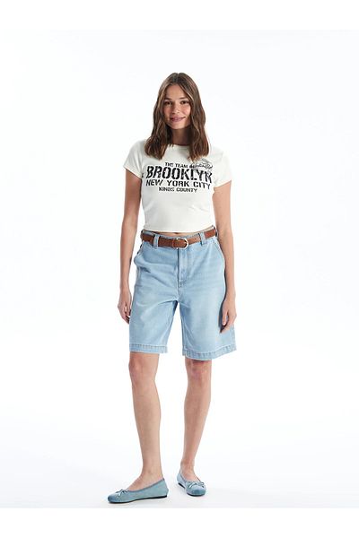LC Waikiki Pantaloni scurți de damă din Jean - cu centură în talie