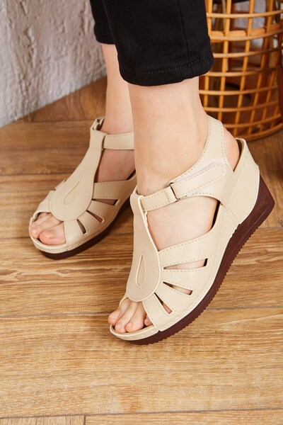 AlbiShoes Sandale de damă cu talpă moale și confortabilă - Toc înalt cu pană ...