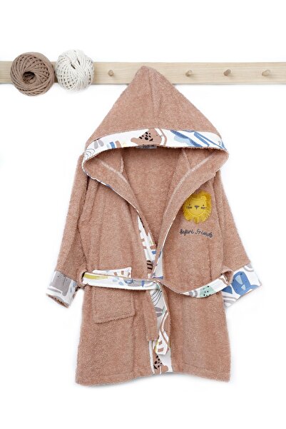 Rise Raba Boy's Hooded Bathrobe Patterned Long Sleeve 1-4 Years