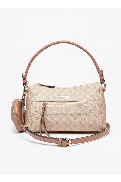Celeste All-Over Monogram Print Shoulder Bag with Pouch