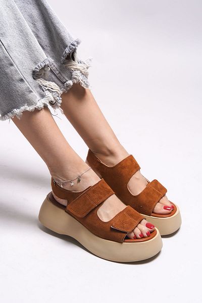 Riccon Dámské sandály Olnesari0012804 Tan Suede