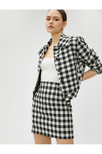 Koton Crop Jacket réteges gallér, patentos rögzítőkkel