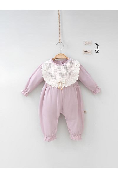 Rise Raba Baby Girl Lace Long Sleeve Jumpsuit with Buckle Gift 3-9 Months
