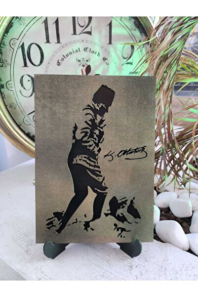 esamore concept Atatürk Portresi Tablo Ev Ofis Dekor , Masa Üstü Standlı Katmanlı Ahşap Atatürk Tablo