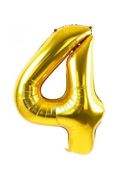 PARTİSERÜVENİ Number Balloon Follyo - 4 Gold Colors, 40 Inch, 100 CM